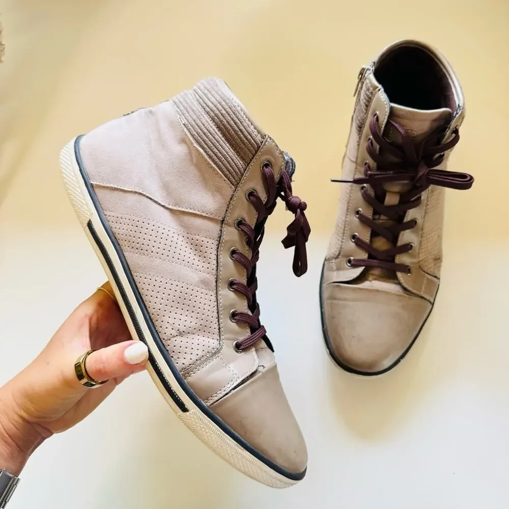 MENS KENNETH COLE Rubber Grey Brown White Lace Up High Top Sneakers Shoes 10